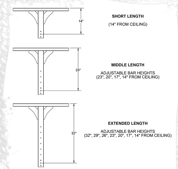 Ceiling / Wall Pull Up Bar Extended Length